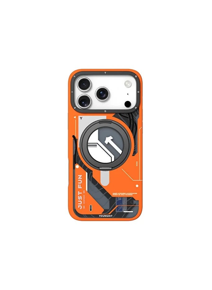 YOUNG KIT Youngkit StarShip Series Magnetic Rotating Stand Model For iPhone 17 Pro - Orange Core - Image 1